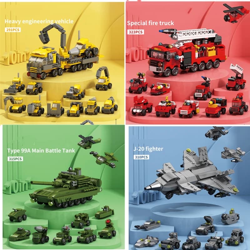 10IN1 Elicottero di Salvataggio Antincendio Ingegneria Veicolo Building Blocks Carro Armato della Polizia Elicottero Puzzle Mattoni Compatibile Regalo Del Bambino Giocattolo