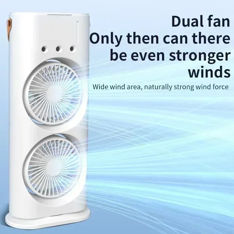 Condizionatore d'Aria Portatile con Umidificatore Integrato, Modalità Ventilatore, Ventola di Raffreddamento a Atomizzazione Ultrasonica da Tavolo, Luci RGB, Elettrico Amagi