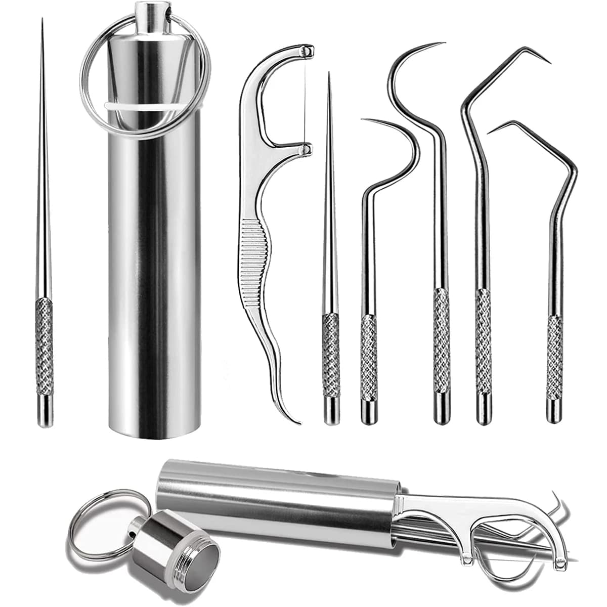 7PC Metal Sprinkler Teeth Cleaning Tool Interdental Toothbrush Tartarus Removing Reusable Limpieza Fio Interdentale Hygiene Oral