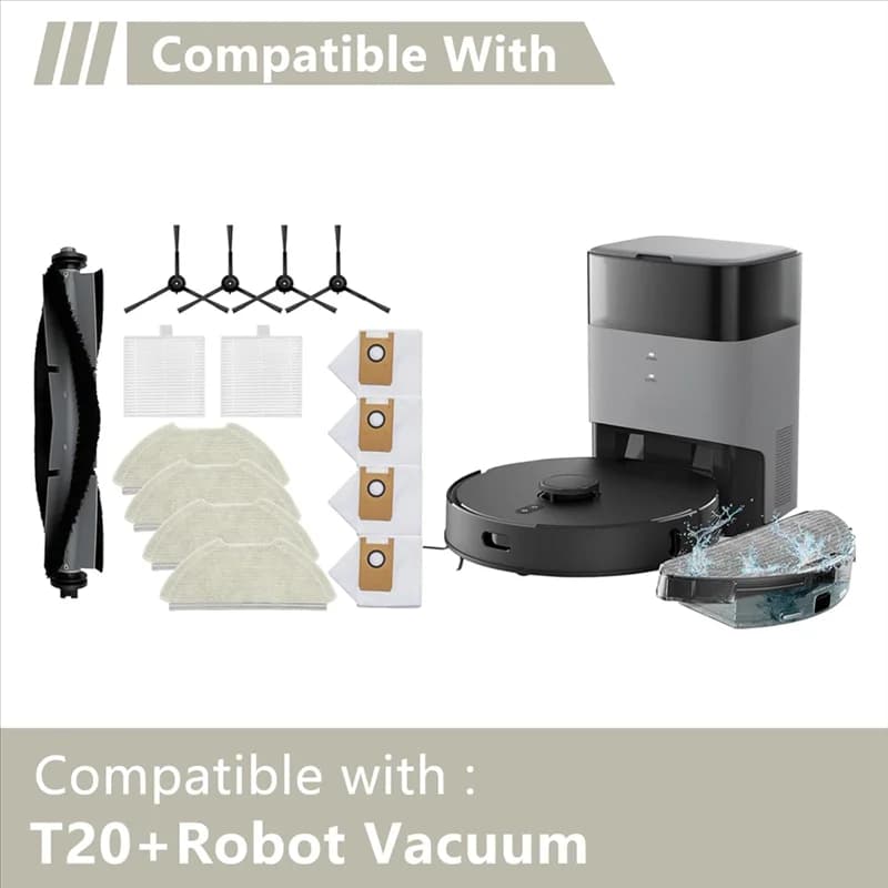 FSLH Per AIRROBO T20 + Accessori per aspirapolvere robot Spazzola laterale principale Filtro Hepa Accessori per sacchetti per la polvere in tessuto