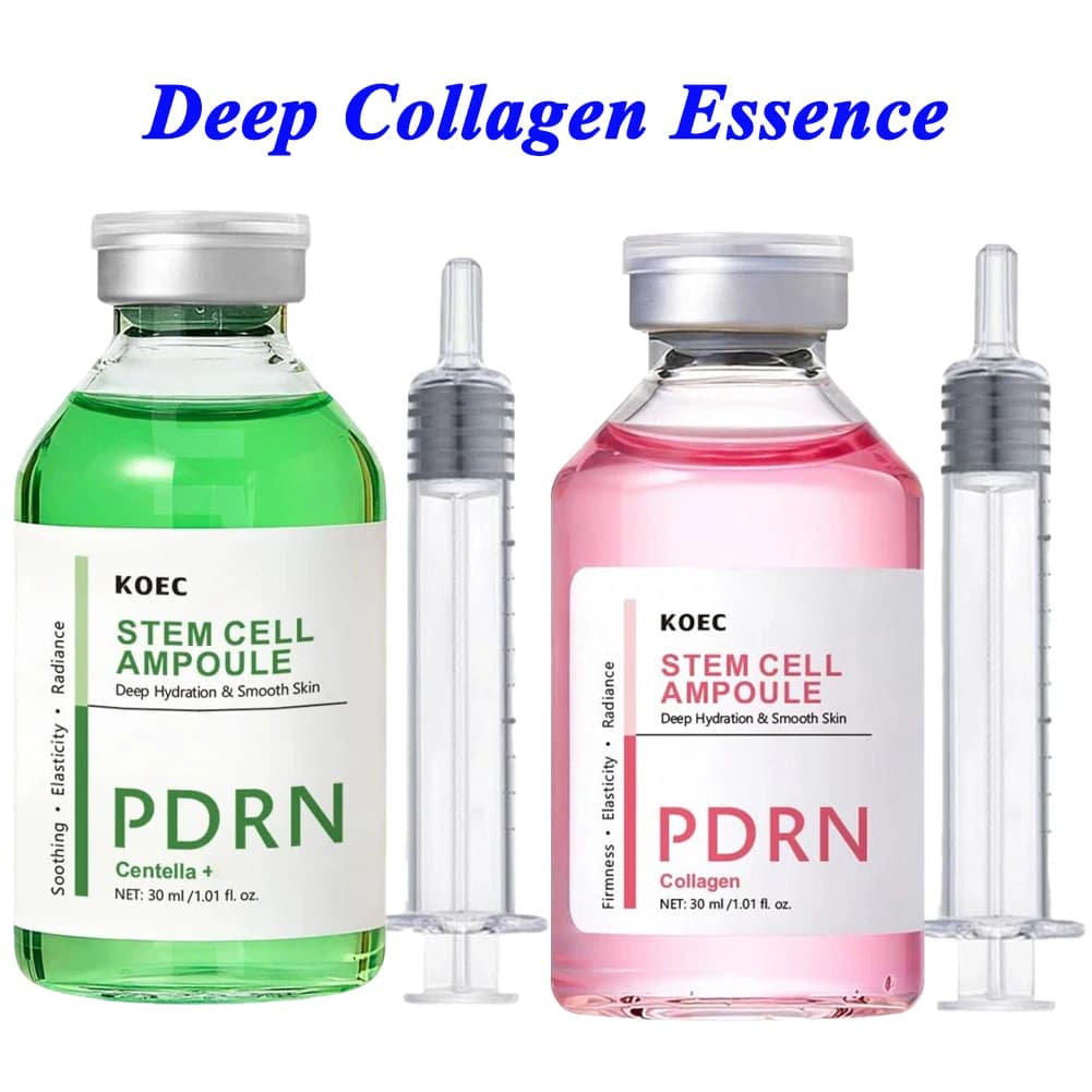 Essenza al Collagene Profondo 30ml, Siero Viso Rivitalizzante Intensivo ai Peptidi, Ampolla di Cellule Staminali PDRN Rosa, Cura della Pelle Profondamente Idratante