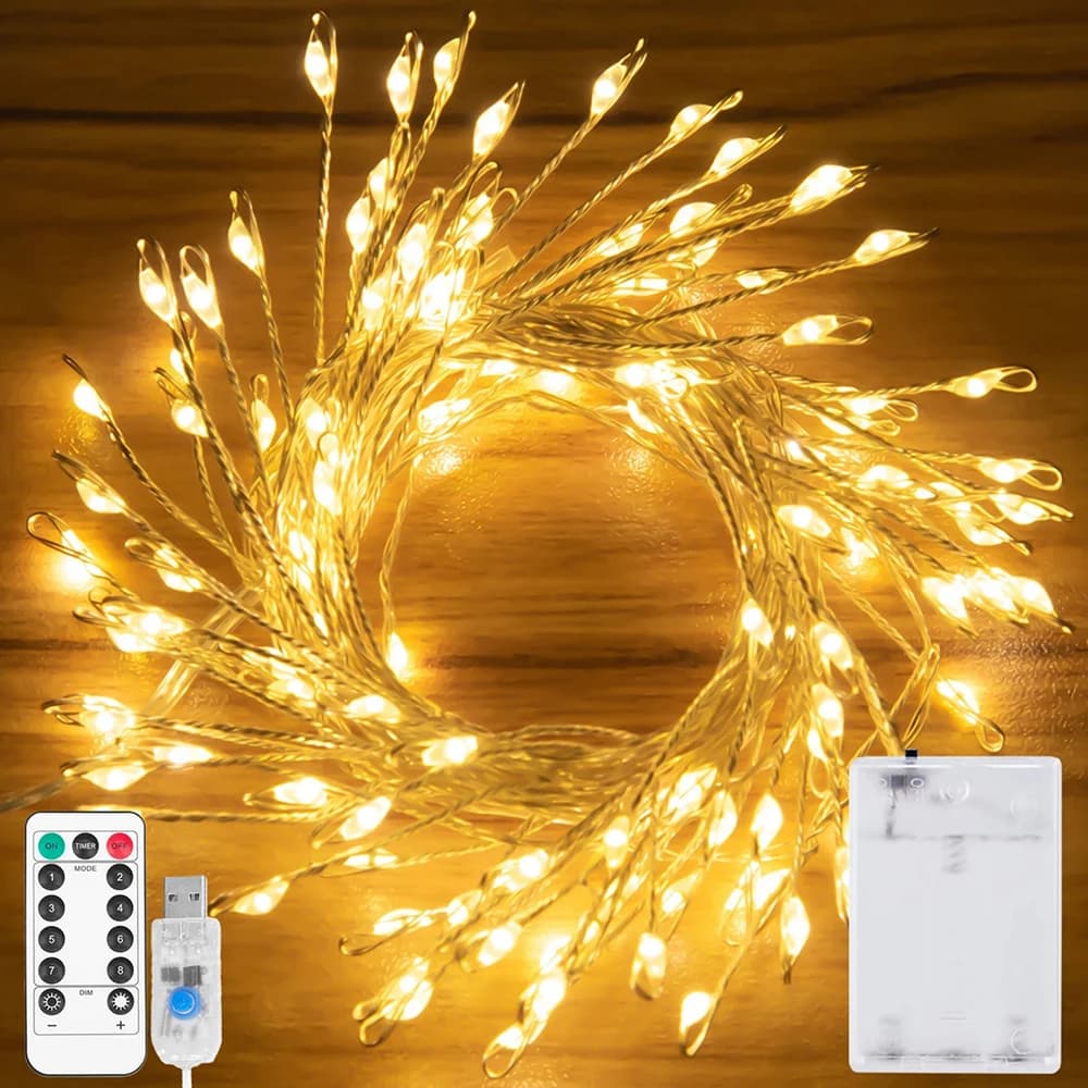 Alimentazione a batteria USB LED String Light 13 tasti telecomando petardo tessitura lucine per camera da letto matrimonio decorazioni natalizie 5V