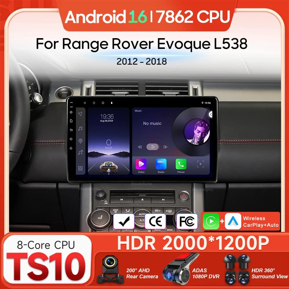 Android 16 For Land Range Rover Evoque L538 2012 - 2018 Car Multimedia Player Carplay Auto Radio Navigation Video Stereo GPS BT