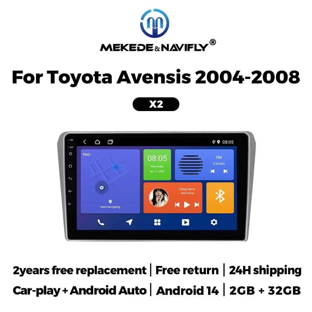 2 Din Android 14 Autoradio per Toyota Avensis T25 2002-2008 Carplay Auto 9 "Stereo Multimedia Video Player Unità di Testa di Navigazione