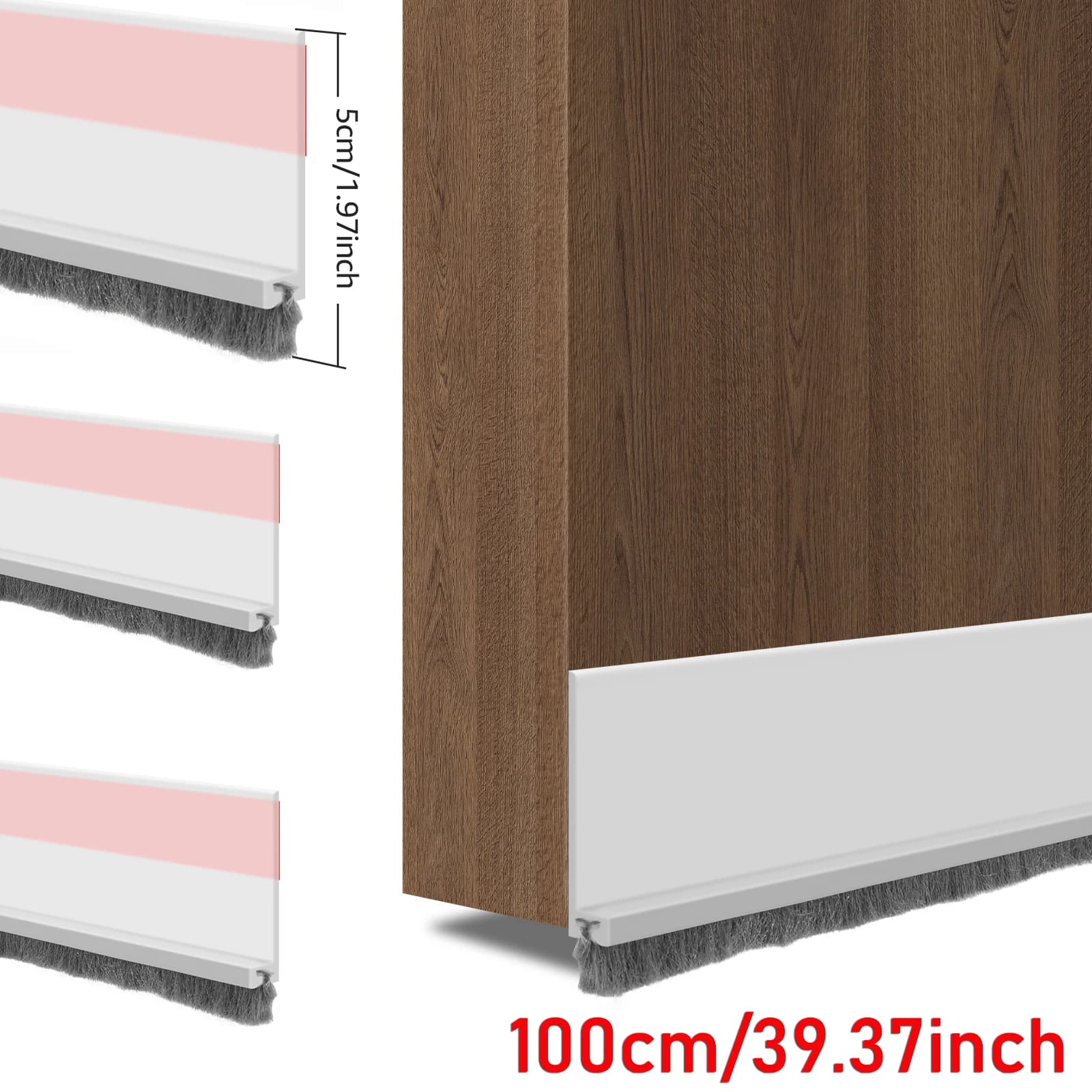 Spazzatura porta per il fondo della porta 39,3 pollici "L Design integrato con spazzola autoadesiva sotto la porta Tappo antispiffero Guarnizione della porta Polvere