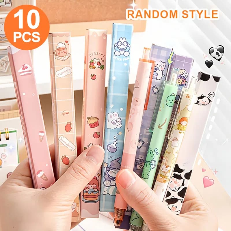 10 penne gel singole in una blind box, ricariche resistenti, scrittura fluida senza ritardi, adatte per studenti, uso in ufficio, affari e esigenze di archiviazione, il formato blind box aggiunge un tocco di sorpresa e divertimento