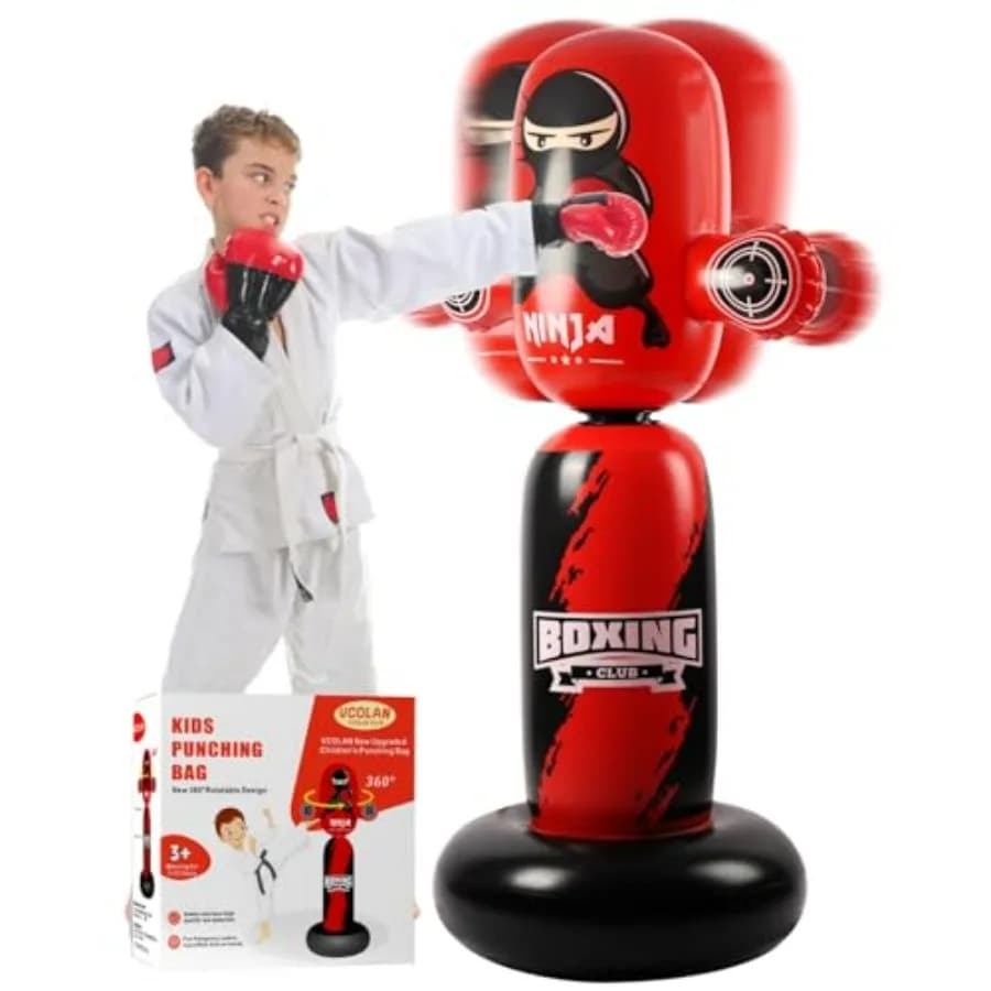 360 ° Rotating Inflatable Boxing Bag for Children from 3 to 12 years, Colorful Toy for Physical Exercise, Ideal Christmas Gift and Birthday for Boys and Girls