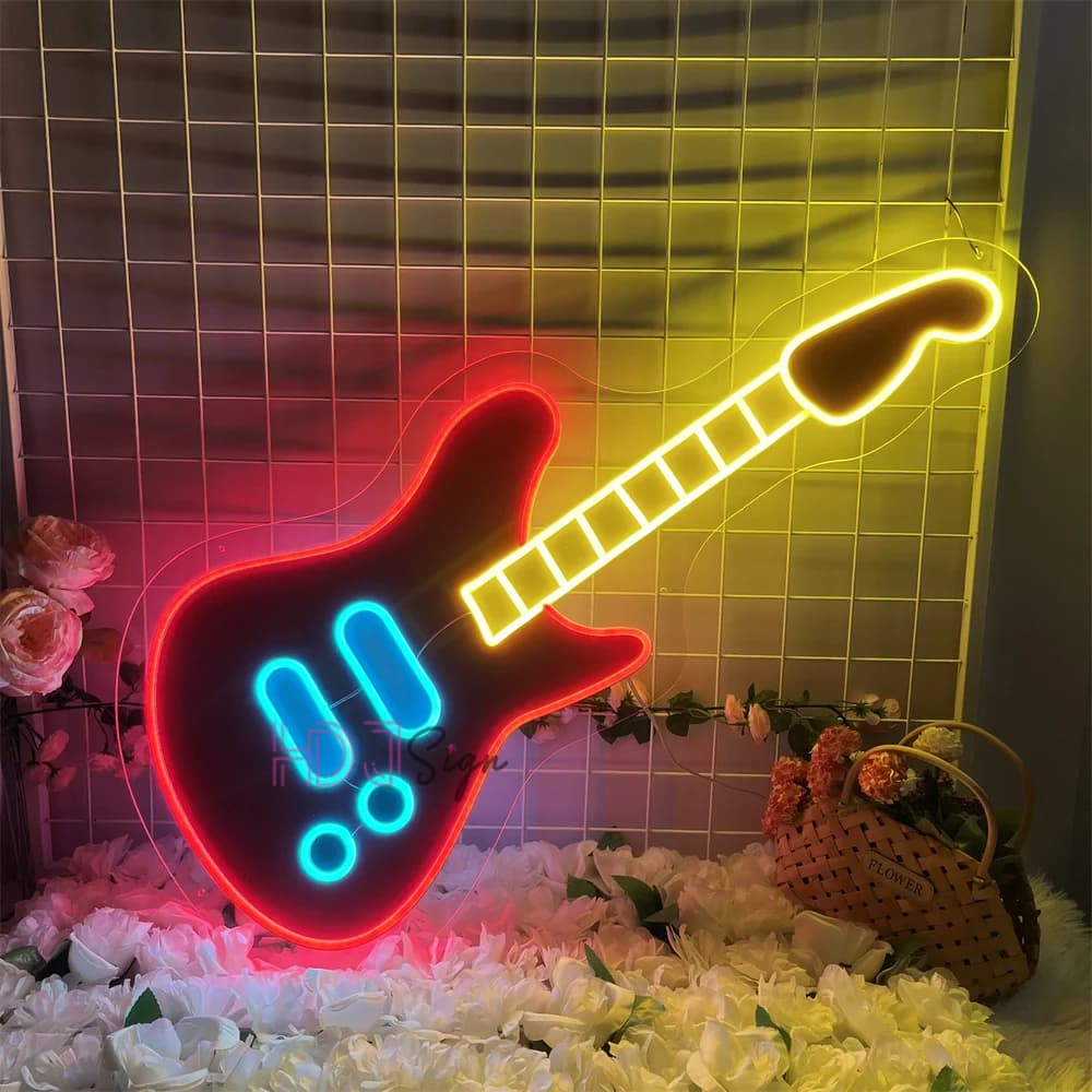 Insegna al neon per chitarra Sala di registrazione Studio musicale Streaming Room Decor Insegna al neon a LED Party Club Decorazione da parete a LED Regalo di compleanno