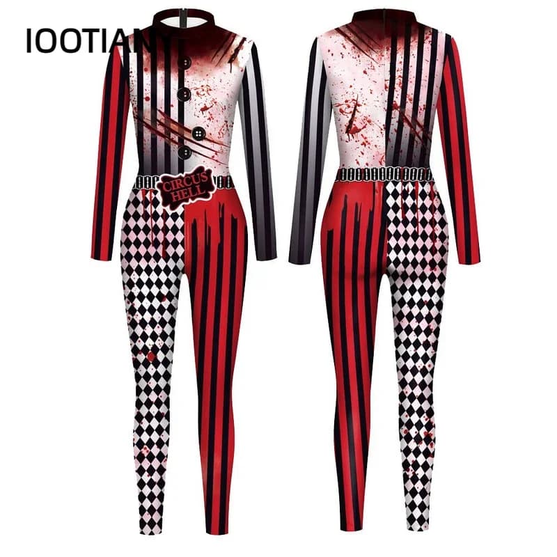 Cosplay Woman/Man Circus Hell Printed Dresses Halloween Party Cosplay Costume Adult Fitness Dresses