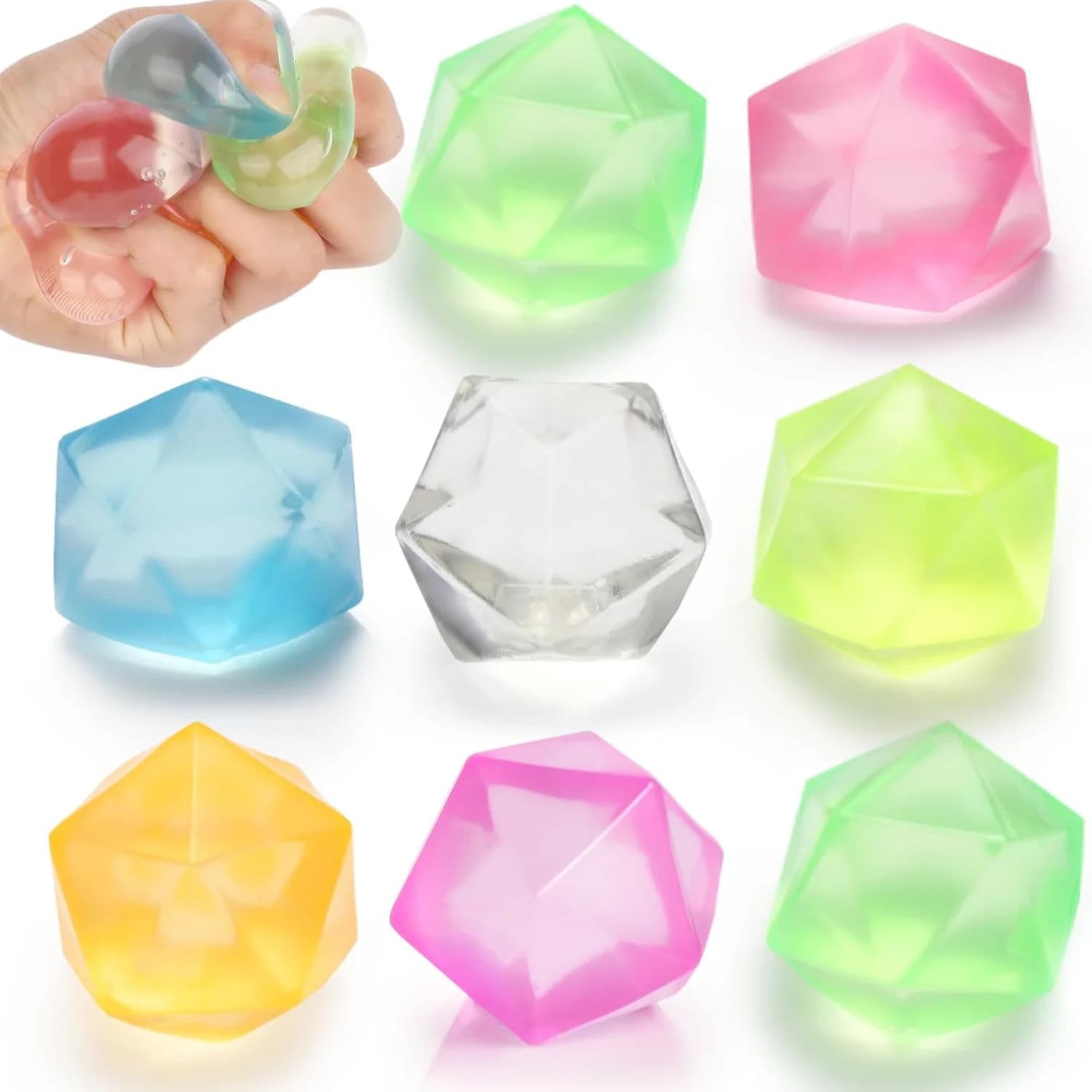 5 dimensioni Giocattoli da spremere Cubi di ghiaccio antistress - Giocattoli sensoriali spongisi per l'ansia - Bomboniere per bambini e adulti