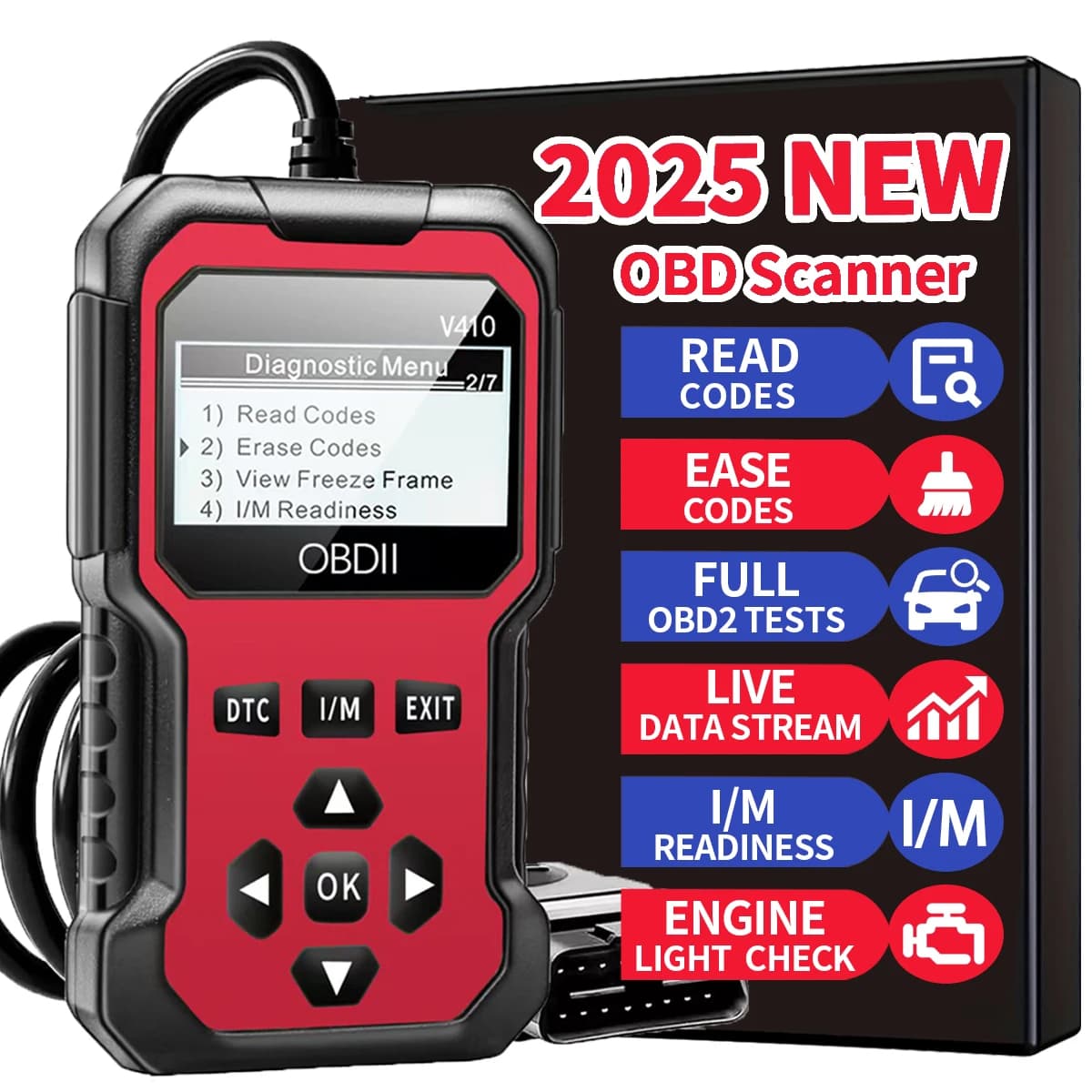 Obd2 Auto Scanner Diagnostic Tool Code Reader Engine fault codes Scanner can diagnose all cars with Obd Ii protocol since 1996