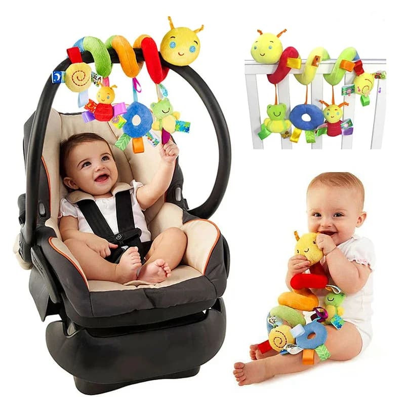 Giocattolo per Neonati Seggiolino Auto Nuovo Morbido Giocattolo per Culla Passeggino Giocattolo a Spirale Educativo Sonagli Asciugamano per Bebè Giochi per Bambini 0-12 Mesi