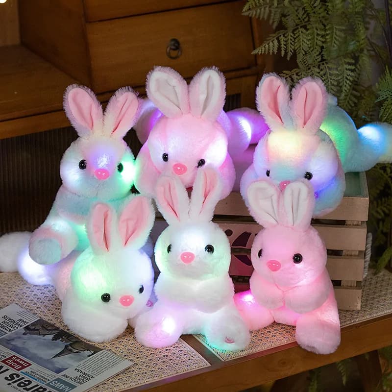 cartone animato luminoso sdraiarsi e sedersi coniglio giocattoli di peluche carino bello lucido morbido bambole di pezza ragazzi ragazze regalo auto decorazione della casa cuscino