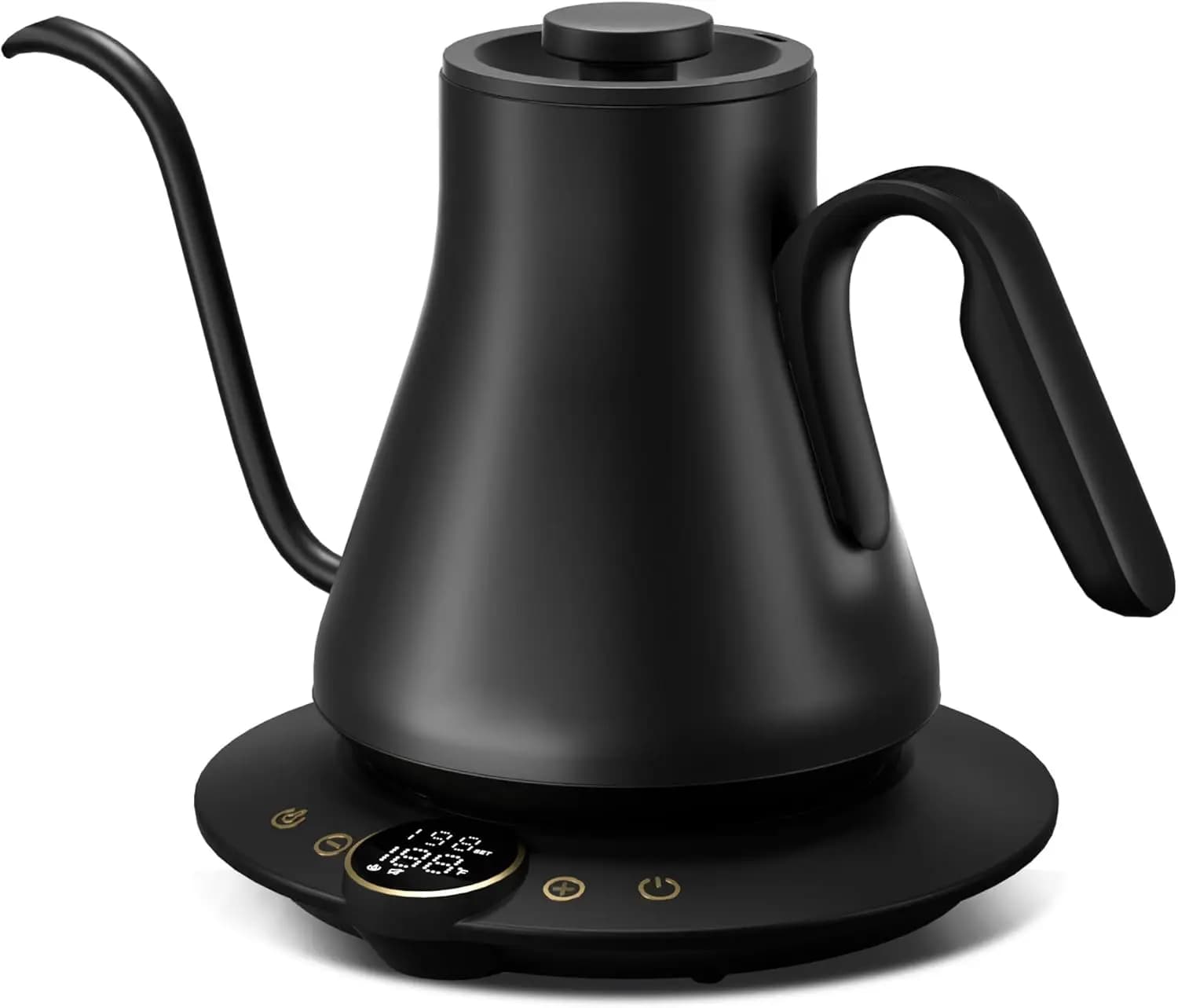 Bollitore elettrico a collo d'oca con temperatura ±1 ℉ Controllo della temperatura per caffè e tè, riscaldamento rapido, acciaio inossidabile, 1500 W/0,9 l