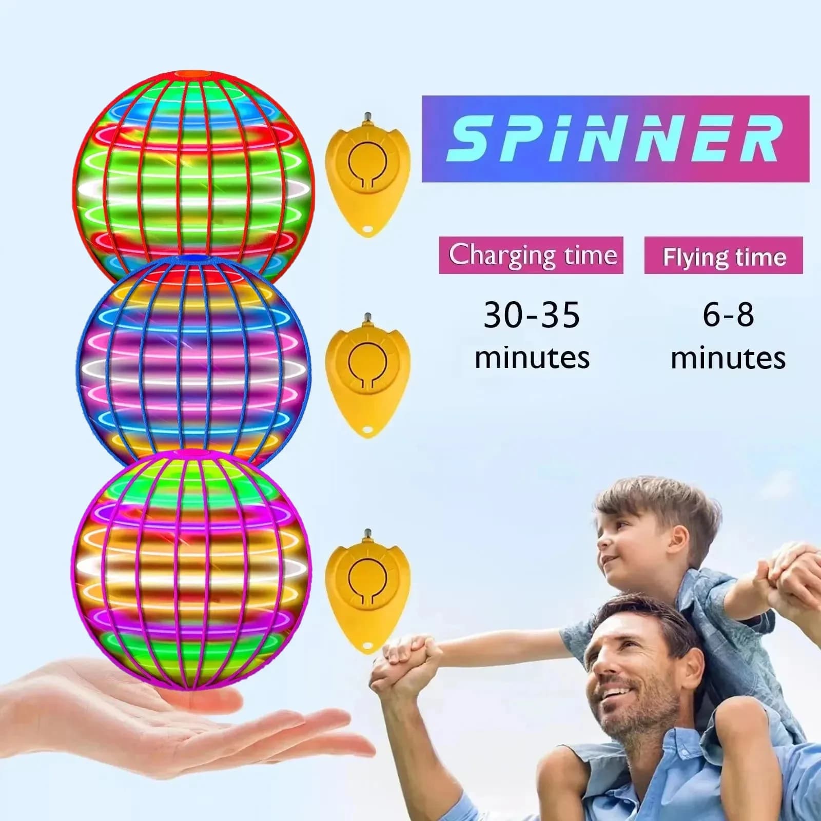 Spinner Boomerang Flyorb Palla Volante Magica con Luci LED Drone Hover Fly Ball Giocattoli Antistress Regali di Natale per Bambini