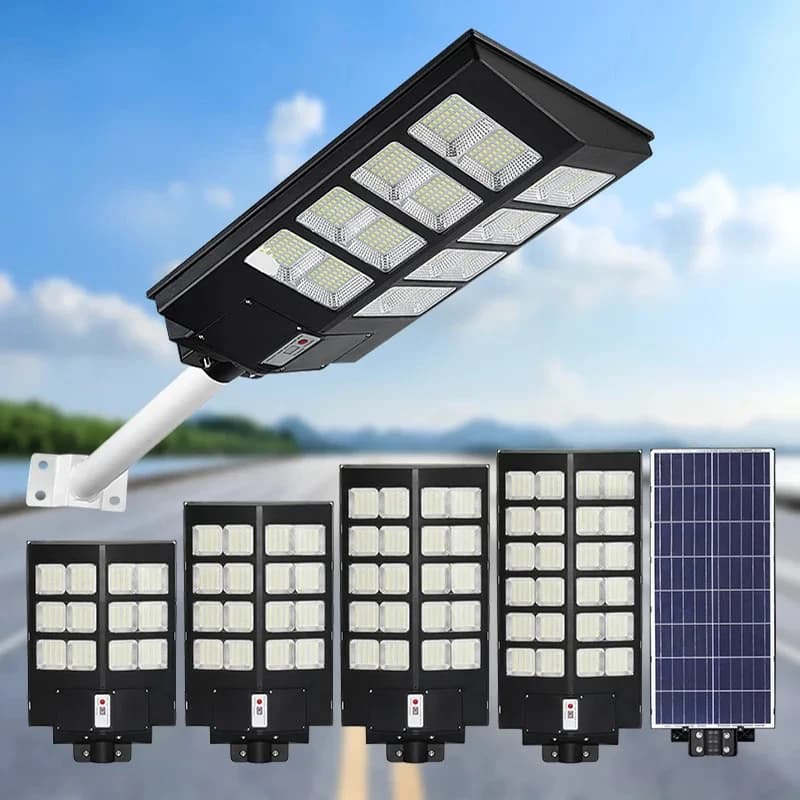 600W 800W 1000W Lampada solare a LED Lampioni stradali da parete Sensore di movimento super luminoso Lampada di sicurezza da giardino per esterni con palo
