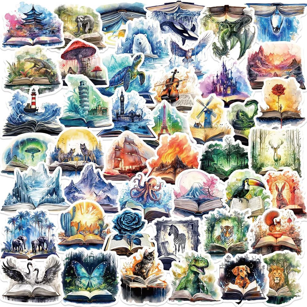 10/30/50pcs divertente carino libro magico animale cartone animato adesivi decorazione per Laptop bottiglia d'acqua telefono cancelleria adesivo giocattoli per bambini