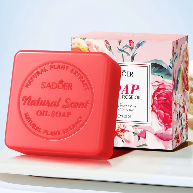 Sapone Artigianale Naturale con Olio Essenziale di Rosa, Sapone per il Bagno Controllo Oleosità, Pulizia Profonda e Idratazione della Pelle