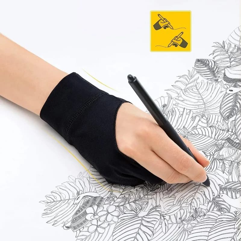 Guanto da Disegno a Due Dita con Tre Strati, Anti-Sudore, Anti-Usura, Anti-Sporco per Schizzi, Pittura, Arte e Tablet