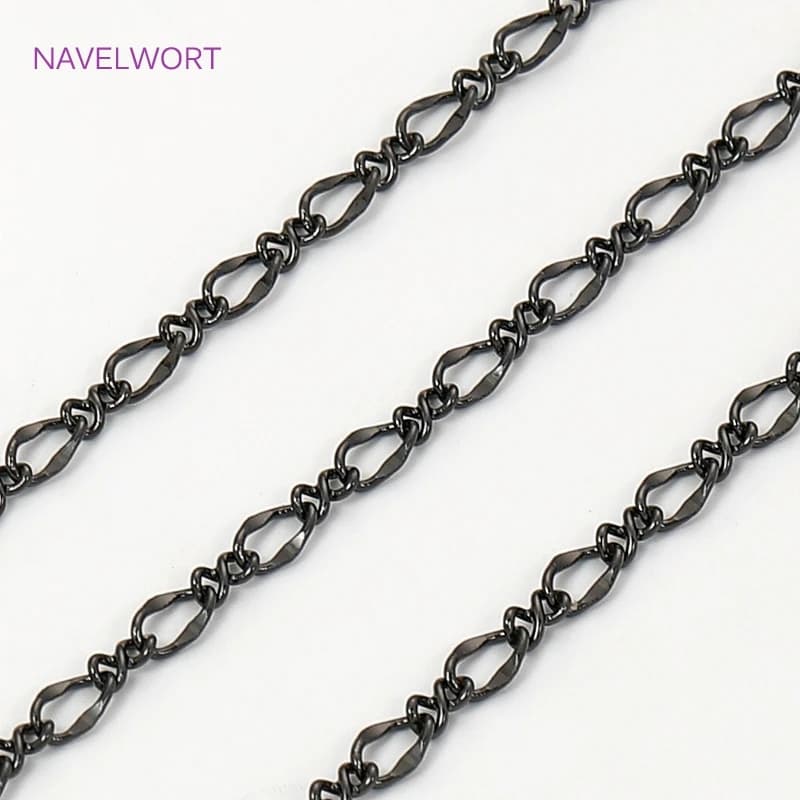 Catene sottili ovali di colore nero per la creazione di gioielli, catena sfusa in metallo ottone per cucito, collane fai da te che realizzano accessori