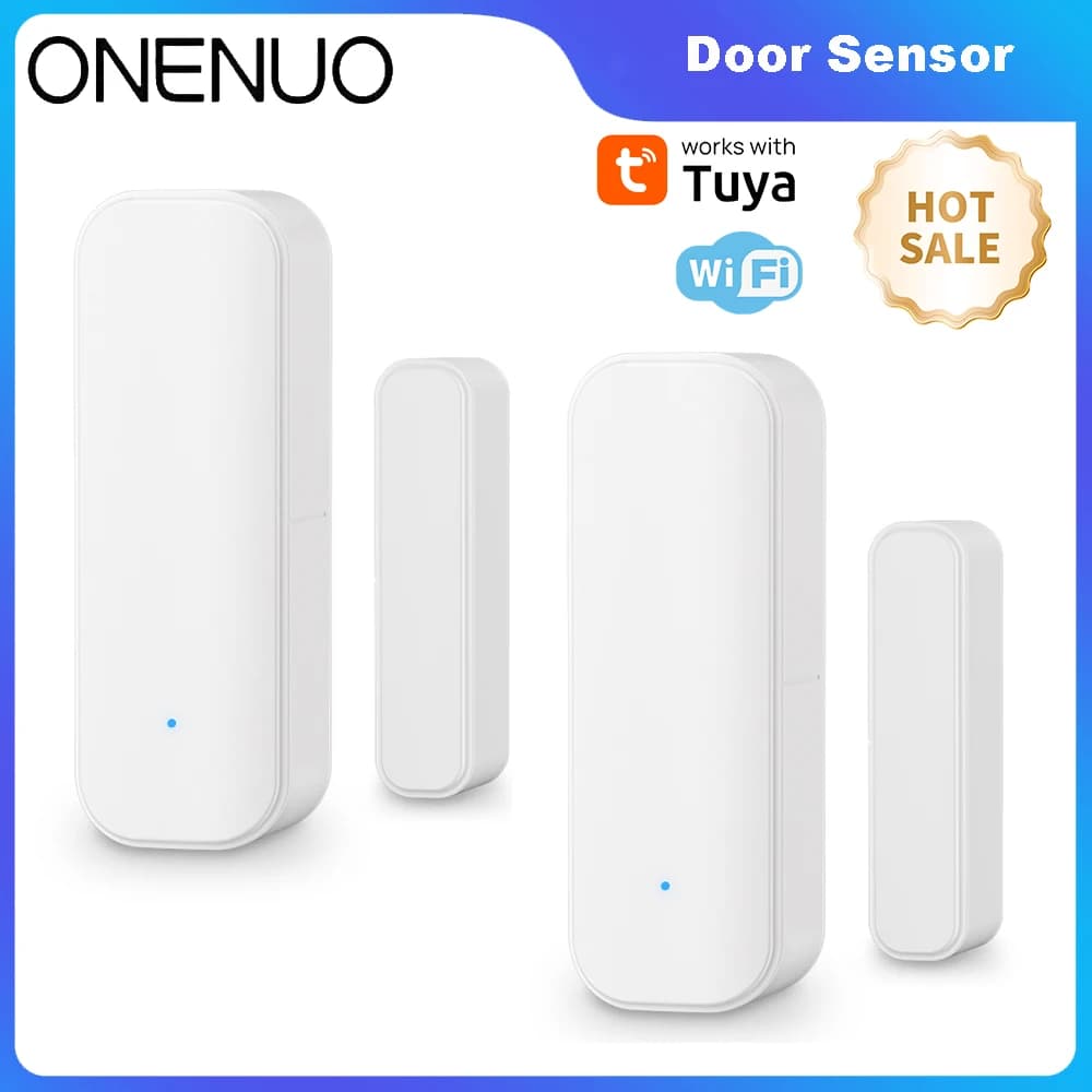1/2pcs Tuya WiFi Sensore per porte e finestre con batteria Sistema di allarme di sicurezza domestica intelligente Controllo vocale tramite Alexa Google Home Smart
