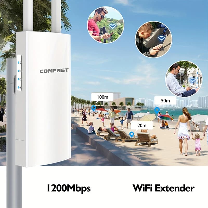 Wonlink AC1200/300 Access Point Esterno 5GHz/2.4GHz Router WiFi ad Alta Potenza Ripetitore Antenna Extender WiFi a Lungo Raggio Nanostation AP