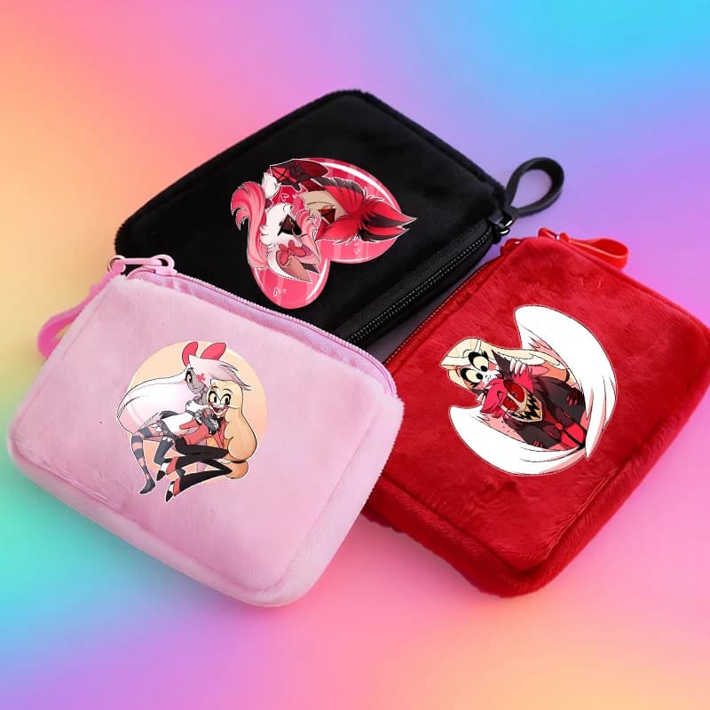 Hazbins Hotel Series Mini Portafoglio Cartoon Portamonete Charlie Borsa portaoggetti quadrata carina Custodia per auricolari chiave Kawaii Regali di compleanno