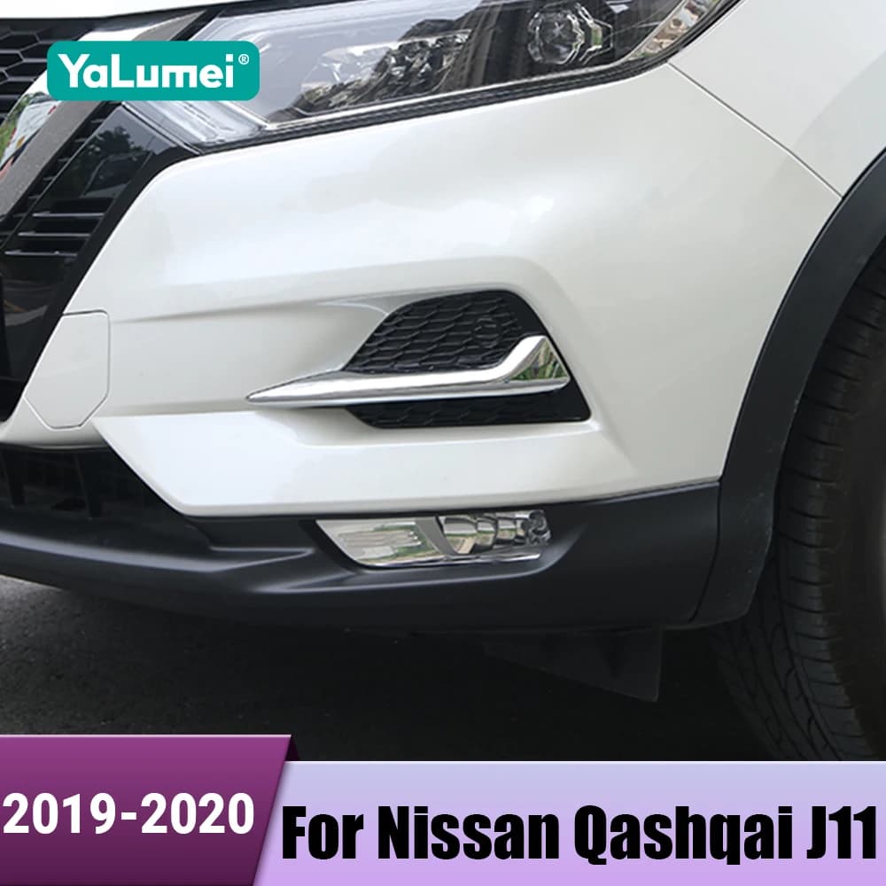 Silver ABS Bumpers Auto Reflector Front Buckle Lamp Rear Trim Protective Cover Stickers Accessories For Nissan Qashqai J11 2019 2020