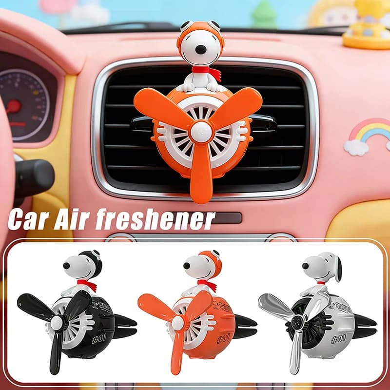 Kawaii Pilot Snoopy Car Aromatherapy Cartoon Air Freshener Cartoon Rotating Propeller Vent Perfume Car Interior Decor Gifts