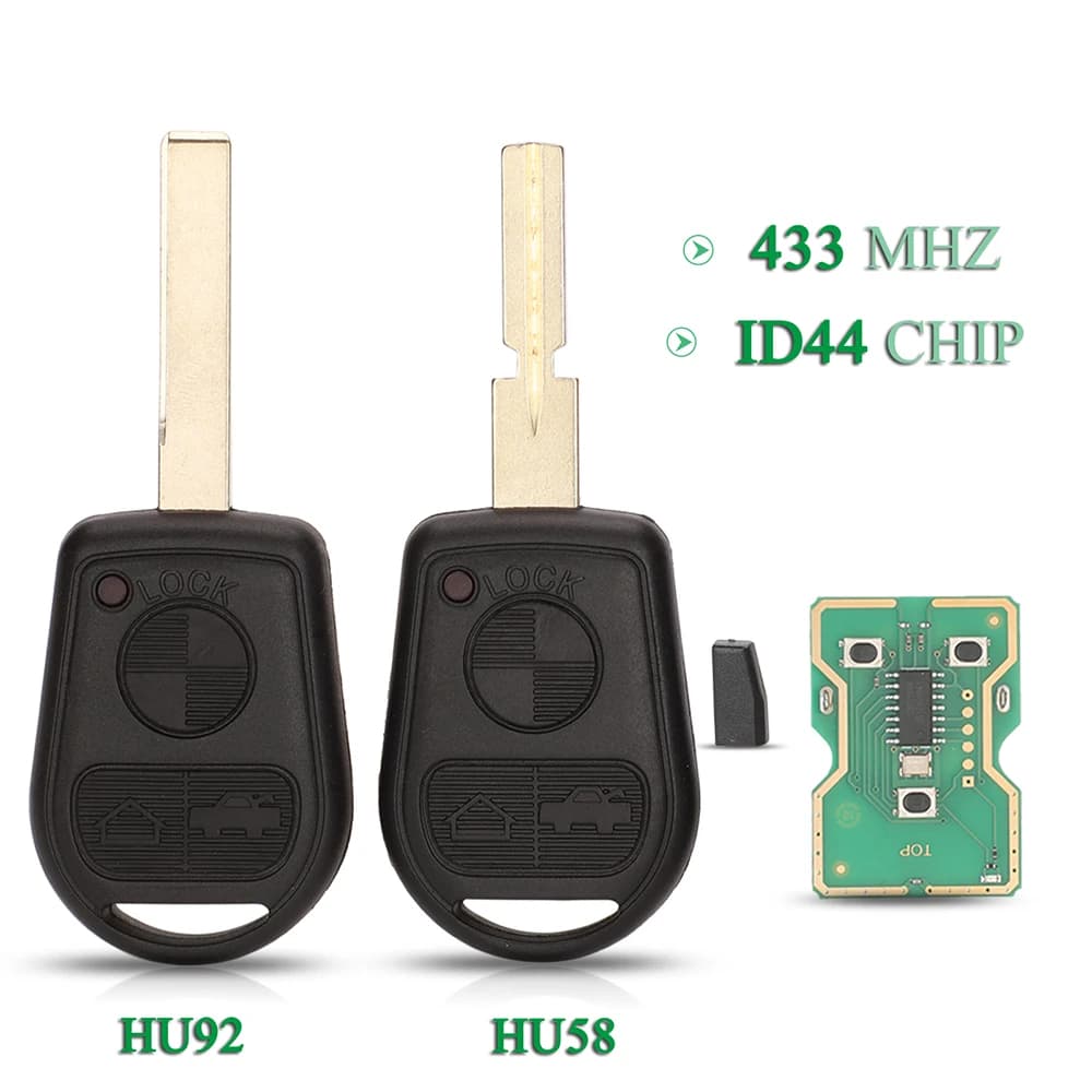 Jingyuqin 3 Bottoni 315/433 Mhz ID44 Chip Chiave A Distanza Dell'automobile Per BMW Z3 E31 E32 E34 E36 E38 E39 E46 Z3i Fob Uncut HU92 HU58 Lama