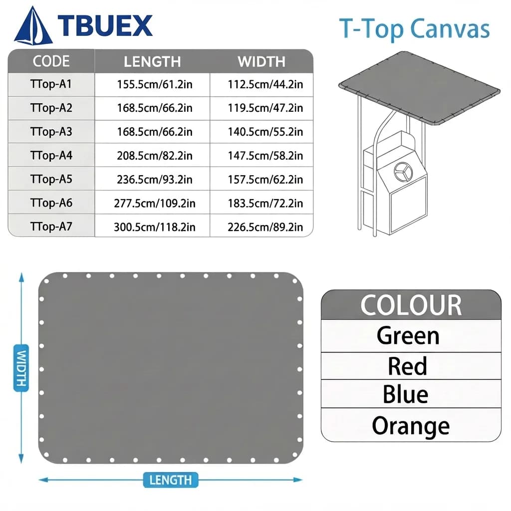 Telo Copribarca Flicker T-Top in Tela, 4 Colori, Impermeabile, Resistente ai Raggi UV, Tettuccio Parasole Marino con Corde