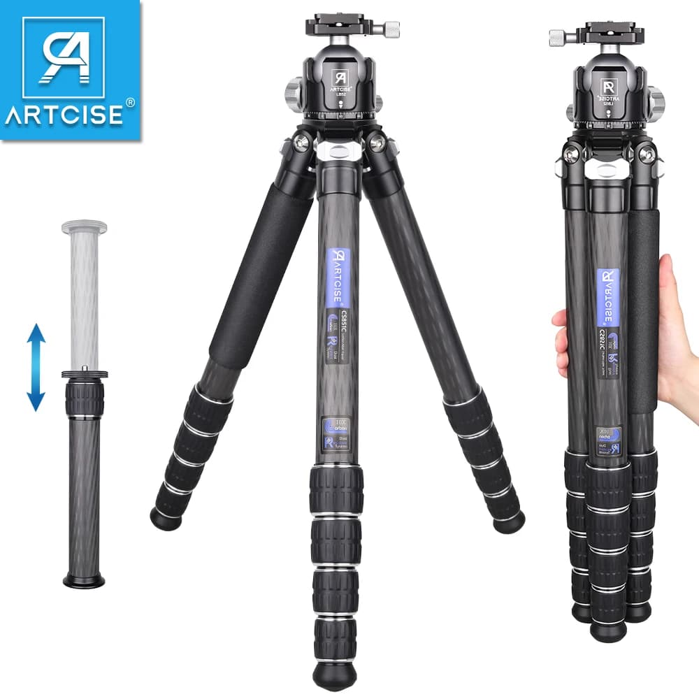 ARTCISE CS851C Professional treppiede for heavy loads in carbon fiber Max 5 sections Diameter 36 mm with low profile ball head for DSLR camera
