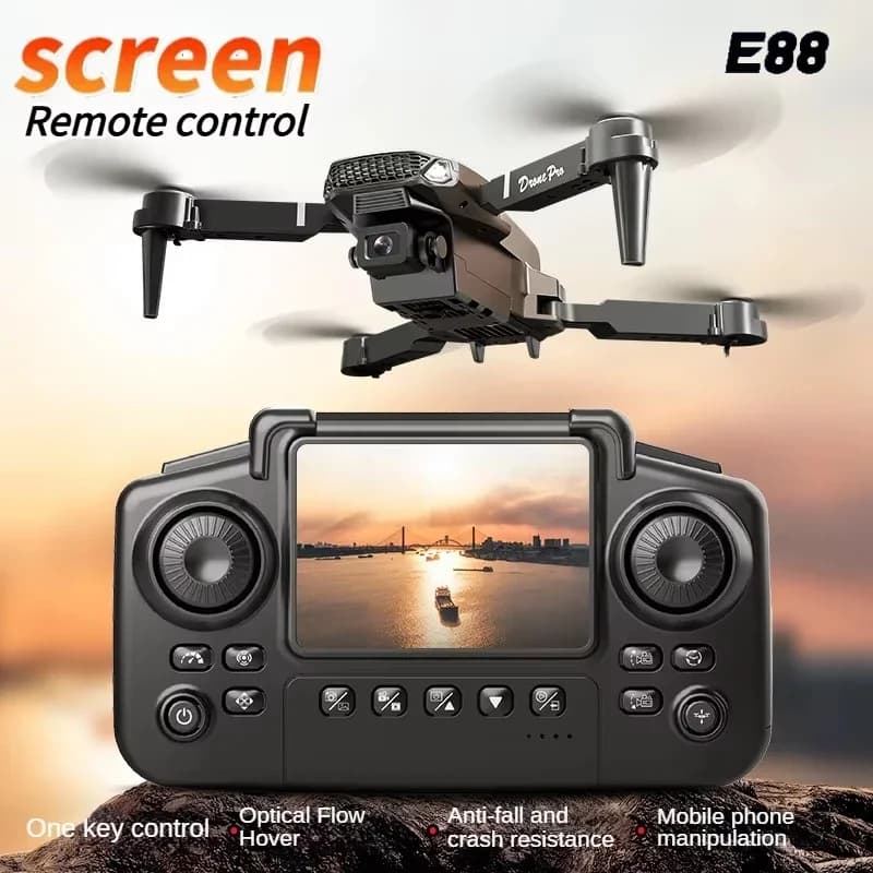 Nuovo Professinal Con 1080P Grandangolo E88Pro RC Drone 4K Doppia Fotocamera HD Pieghevole RC Elicottero WIFI FPV Altezza Tenere RC Giocattolo Regali