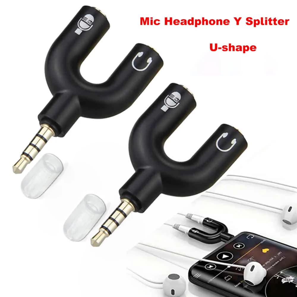 Adattatore splitter per microfono per cuffie da 3,5 mm Adattatore splitter audio stereo da 3,5 mm da 1 a 2 per cavi per cuffie auricolari per PC portatile PS4