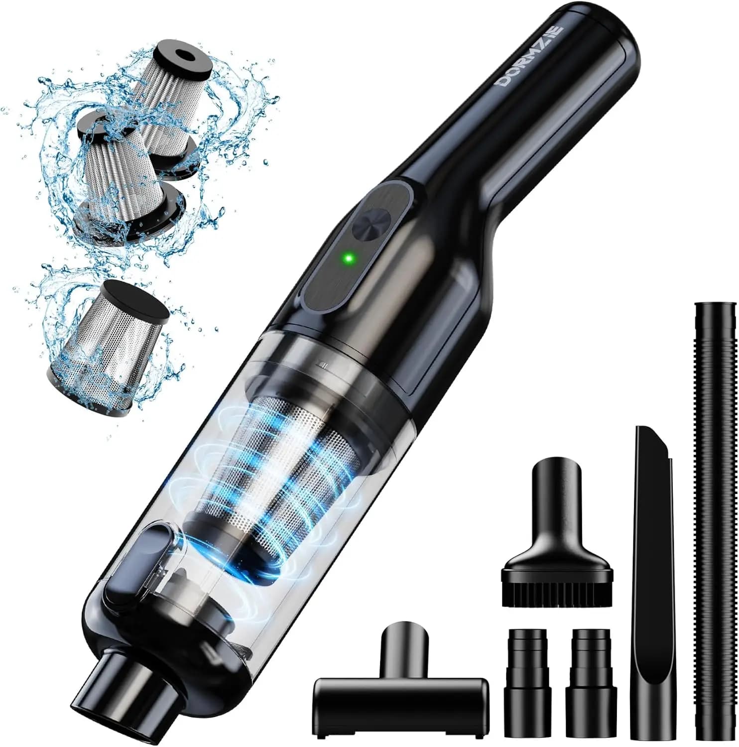Aspirapolvere portatile senza fili, aspirazione da 16000 Pa, leggero (1,3 libbre), ricarica Type-C, accessori multipli per casa, auto e animali domestici