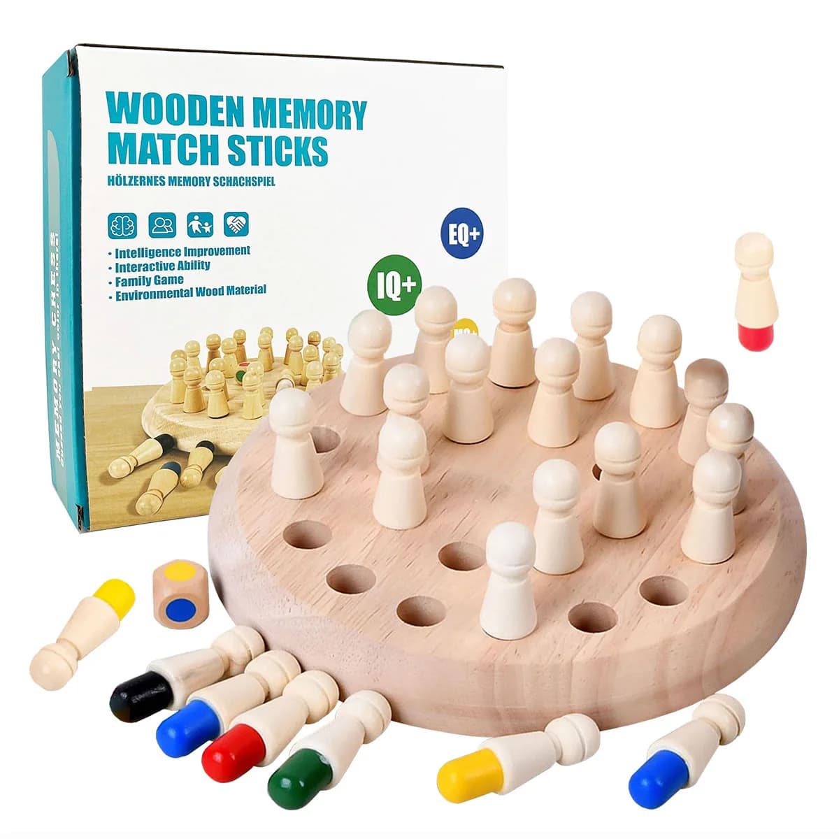Gioco da tavolo per scacchi con memoria in legno per bambini Gioco di colori con bastoncini Puzzle Giocattoli educativi per l'apprendimento cognitivo per bambini