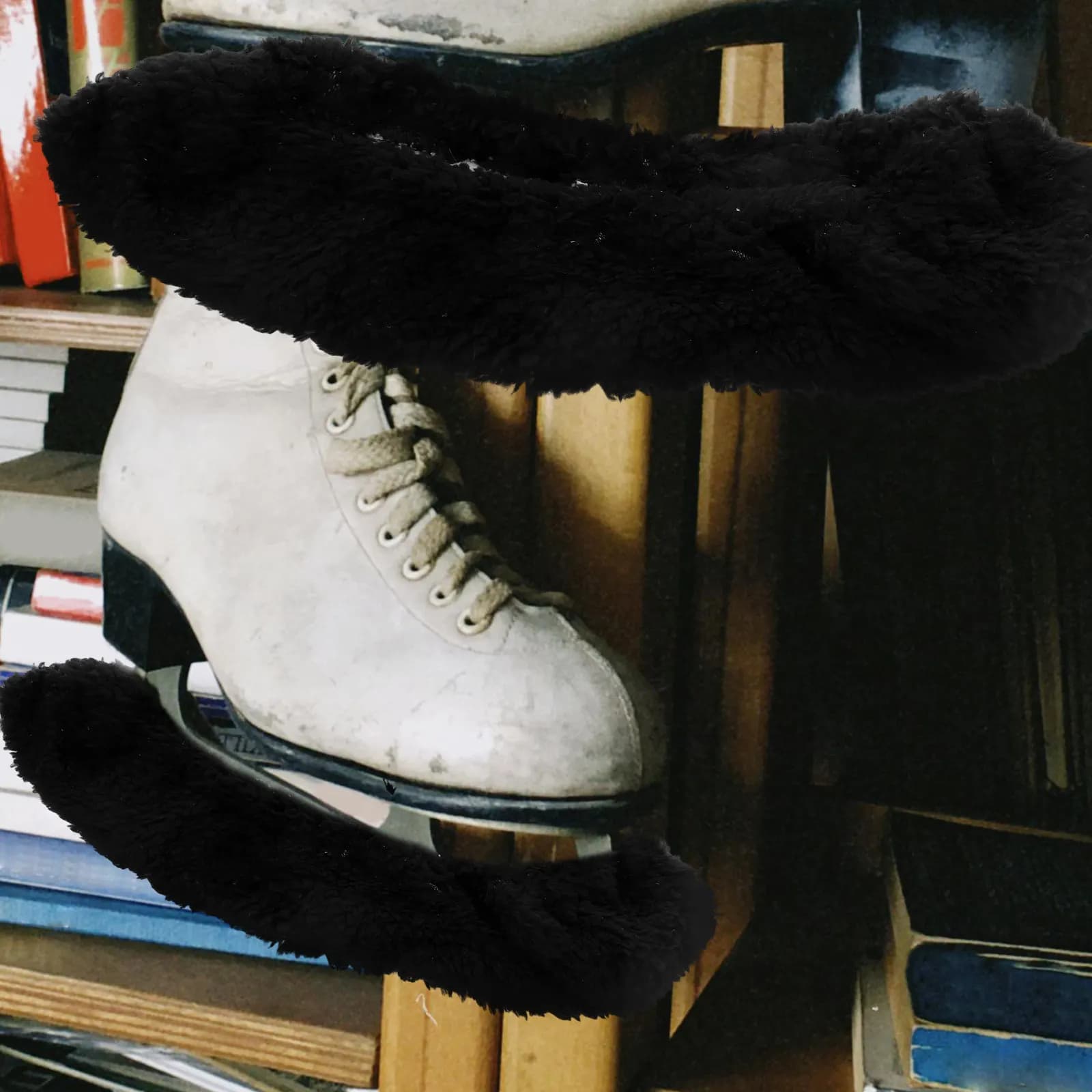 2 paia di coperture per pattini per bambini, elastiche, con assorbimento dell'acqua, morbide e spesse, colore nero, taglia M, per pattini da hockey su ghiaccio.