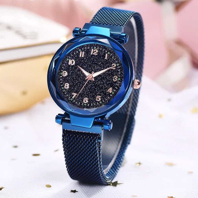 Fashionable Women's Watch Mesh Belt Women's Watch with Starry Magnetic Sky Quartz Watch Luxury Women's Wrist Watch Tempering Watch
