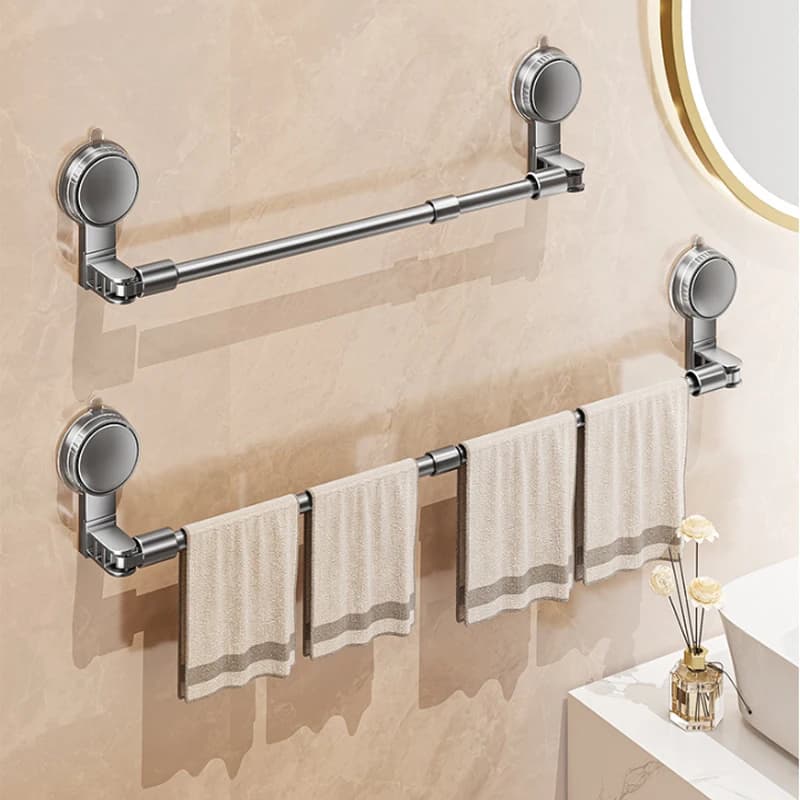 Portasciugamani da parete con ventosa da 30-80 cm, senza foratura, cucina, bagno, portasciugamani retrattile con asta singola, ripiano autoadesivo