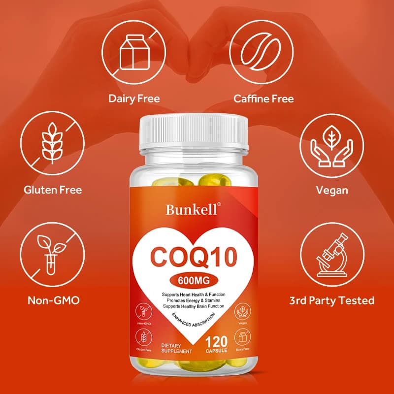 COQ10 Coenzima Q10 600 mg Vegetariano senza glutine Promuove la salute cardiovascolare La salute del cuore fornisce energia