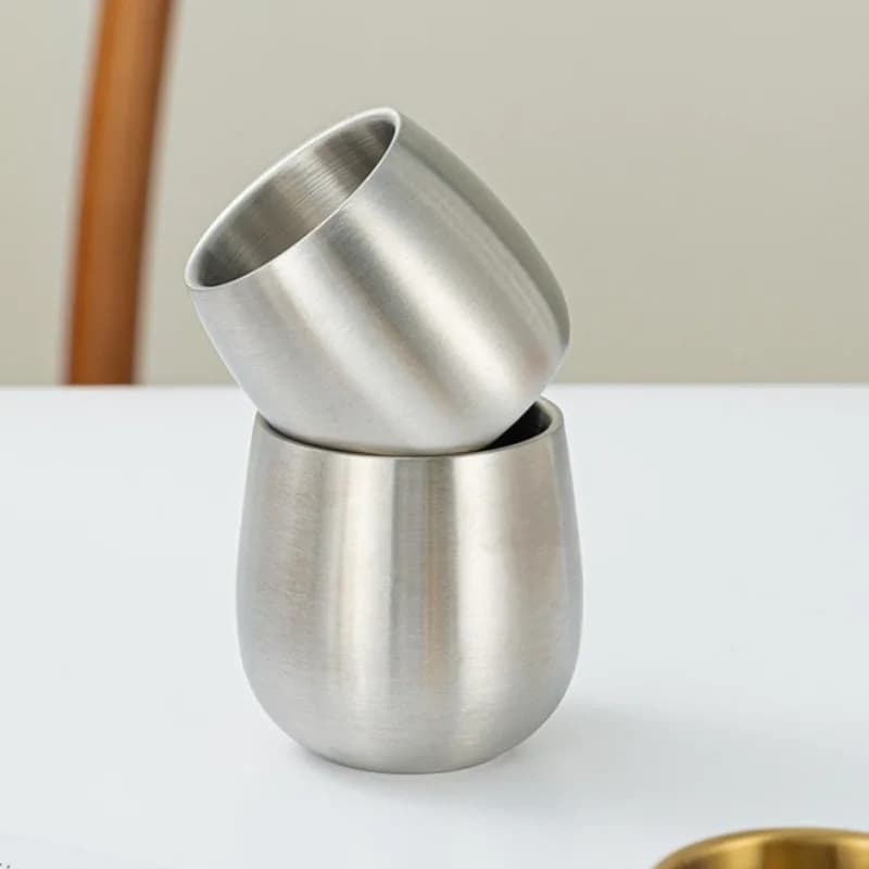 Set di Tazze in Acciaio Inox, Bicchieri per Birra, Tazze da Tè Coreane a Doppio Strato Termoisolanti, Tazze da Campeggio per Caffè, Cappuccino/Latte