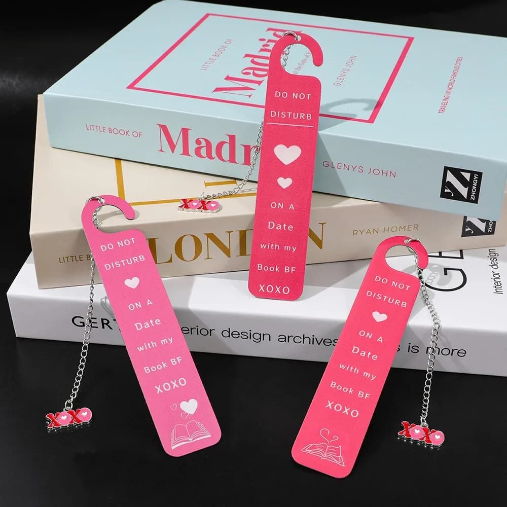 Divertente set di 3 marcapáginas rosa "Book BF" - "Non disturbare" Design divertente Marchio di lettura Fan di libri Ragazze, divertimento per il controllo della cancelleria.
