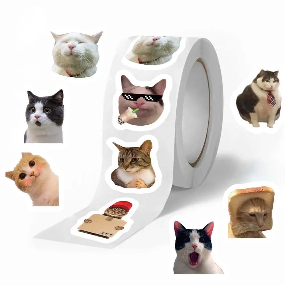 500 pcs/rotole Funny Cats MEME Cartoon Graffiti Wall decal FAI DA TE Phone Guitar Laptop Notebook Valigia Wall decal Waterproof Kids Toy