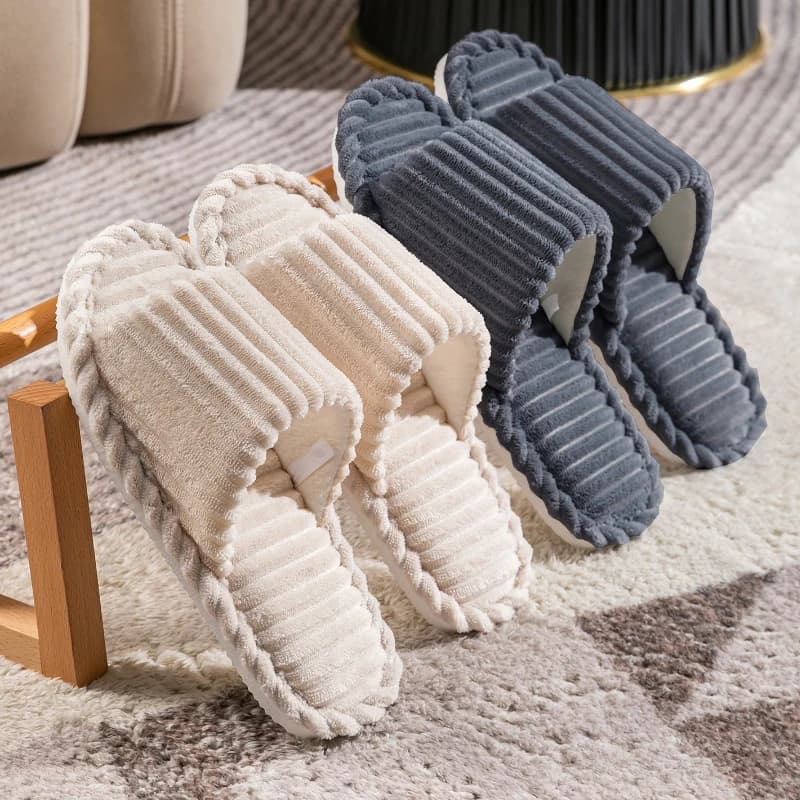 Women's Breathable Home Slippers, Non-slip Swimwear for Flat Interior and Comfortable Striped/Solid for Wooden Floors