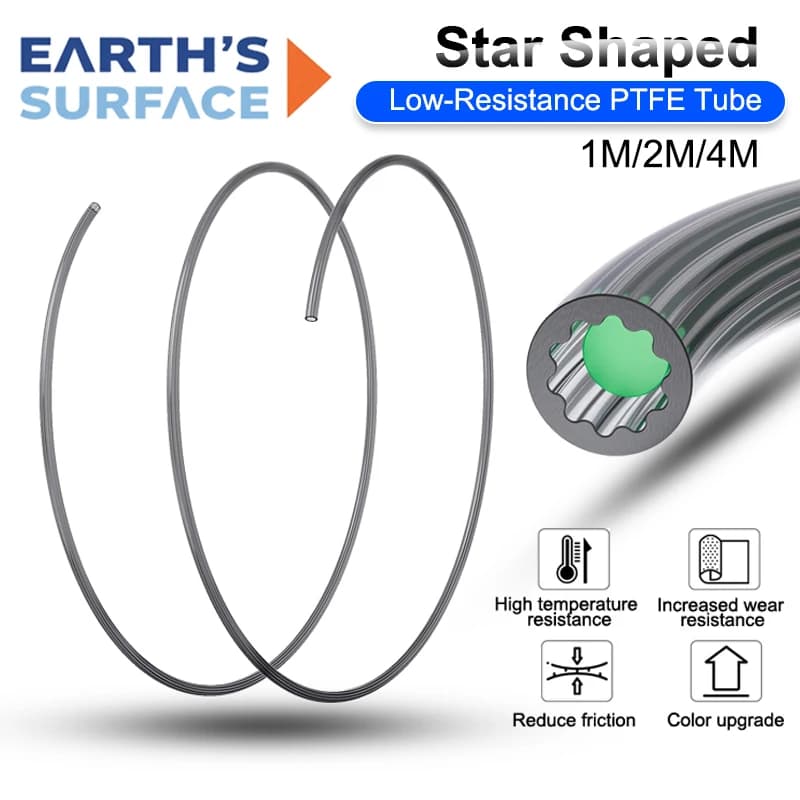 Star Shaped Low Resistance High Temp PTFE Tube 4mm OD Filament Guide Tube For Bambu Lab Creality Voron Anycubic 3D Printer Parts