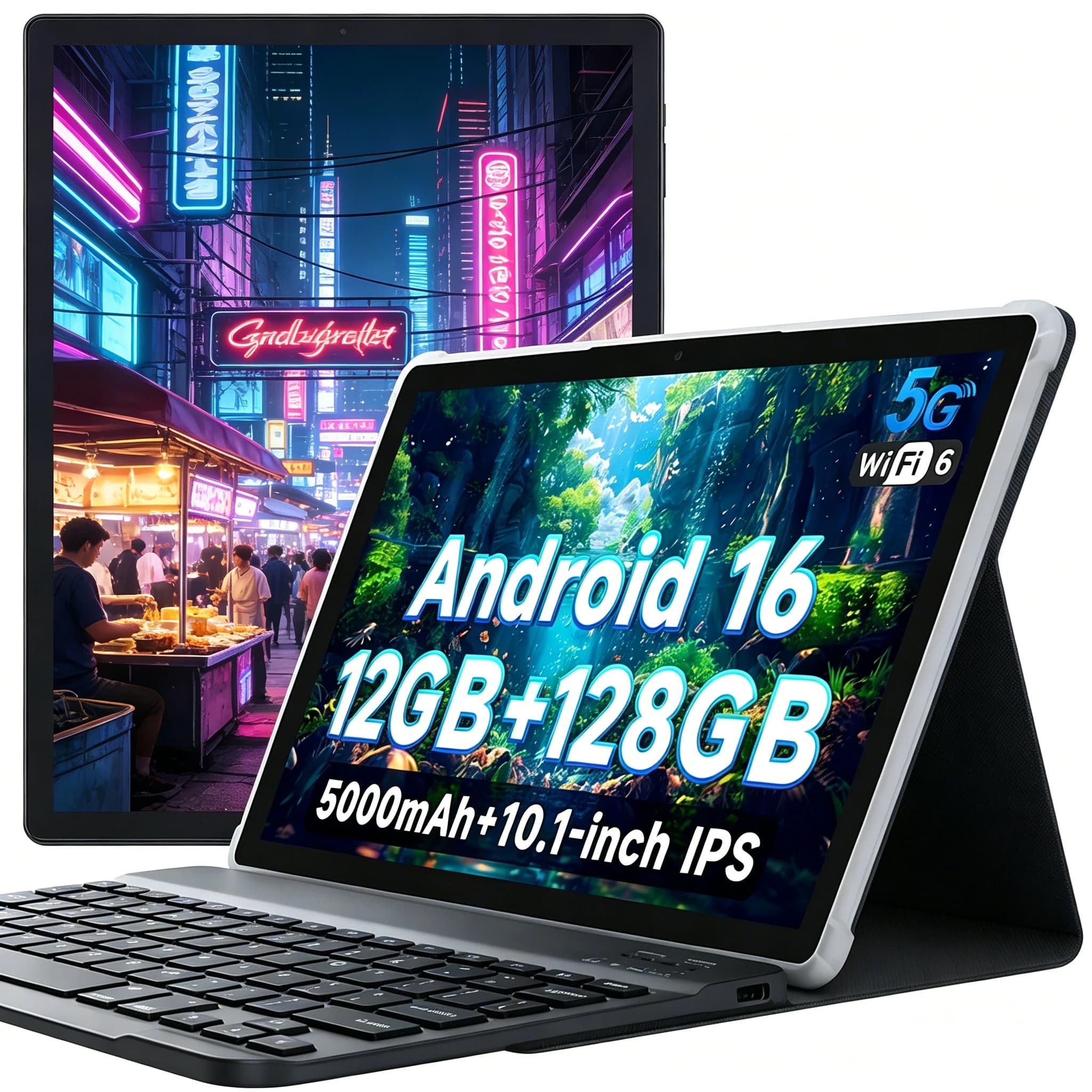 ANRY 2026 Tablet Android 16 da 10.1" con 12GB RAM, 128GB ROM, Espandibile a 1TB, Octa Core A537, Display IPS 1280*800, Batteria 5000mAh, WiFi 6, Bluetooth