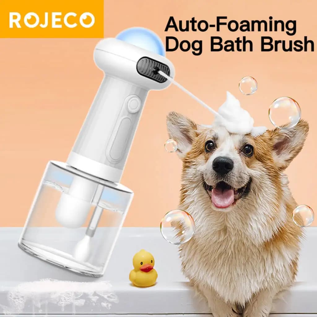 ROJECO Macchina automatica per la produzione di schiuma per animali domestici Ricarica USB Dispenser di sapone per gatti intelligente per accessori doccia ricaricabili per animali domestici