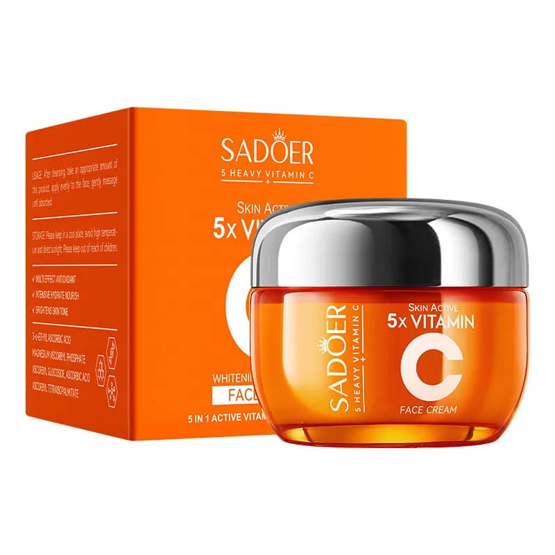 SADOER 5x Vitamin C Whitening Firming Cream for Anti Wrinkle Moisturizing Brighten Skin Care 50g