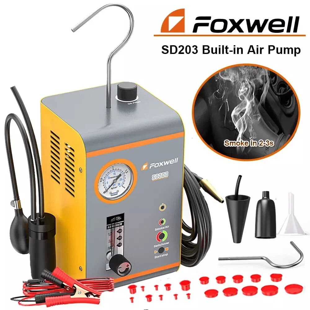 FOXWELL SD203 Macchina del fumo Rilevatore di perdite 12V Auto EVAP Macchina del fumo Strumento diagnostico del vuoto del veicolo Pompa d'aria incorporata Doppia modalità