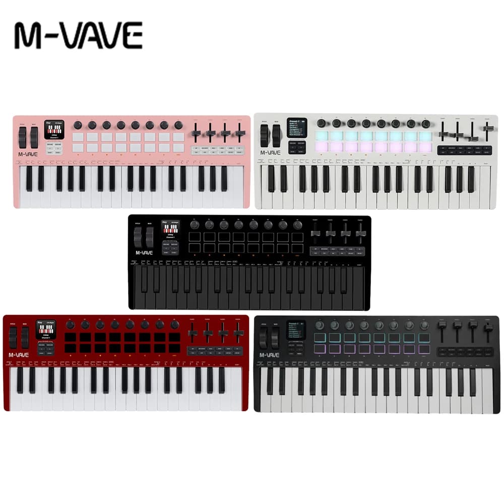M-VAVE SMK-37 PRO Tastiera MIDI a 37 tasti 16 batterie Tastiera a colori con sorgente sonora Supporta connessione wireless a più sistemi